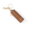 Cockatoo Nappa Leaeher Zipper Lipstick Holder Keychain Chapstick Case with Keyring (Brandy) view 1