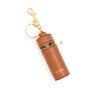 Cockatoo Nappa Leaeher Zipper Lipstick Holder Keychain Chapstick Case with Keyring (Brandy) view 2