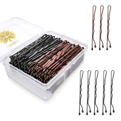 KANPRINCESS 100PCS 2.4Inch Bobby Pins Black,Pain-Free Bobby Pins for All Hair Types,Brown Hair Pins for Women Girls,Hairpins for Buns with Box(Black+Brown)