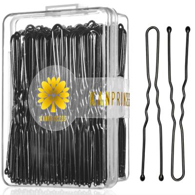 KANPRINCESS 100PCS 2.4Inch U Shaped Hair Pins,Black Bobby Pins for All Hair Types,Hair Pins for Women,Pain-Free U Pins for Buns With BoxBlack