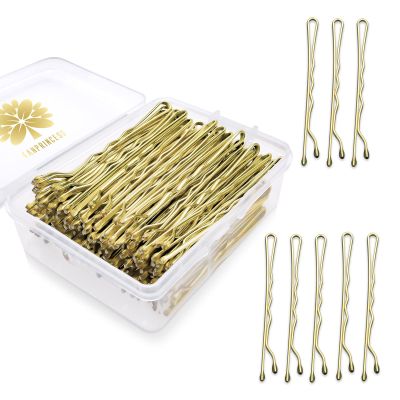KANPRINCESS 100PCS 2.4Inch Bobby Pins Gold,Pain-Free Bobby Pins for All Hair Types,Hair Pins for Women Girls,Hairpins for Buns with Box(Gold)