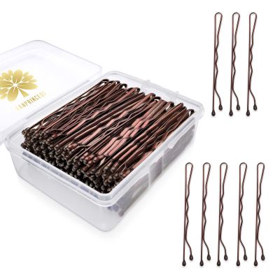 KANPRINCESS 100PCS 2.4Inch Bobby Pins Brown,Pain-Free Bobby Pins for All Hair Types,Hair Pins for Women Girls,Hairpins for Buns with Box(Brown)