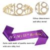 Mayin Happy 18th Birthday Tiara and Sash Gifts Crystal Rhinestone Princess Crown Birthday Girl Party Favor Supplies Gold Crowns Purple Sash view 2