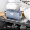 Benevolence LA Plush Velvet Small Makeup Bag for Purse | Cosmetic Pouch, Travel Toiletry Organizer for Women, Quilted Bag for Accessories - Periwinkle Blue view 2