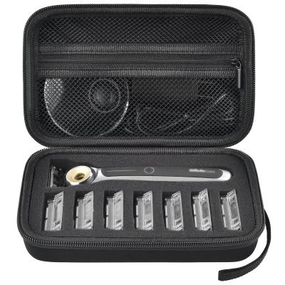 PAIYULE Travel Case Compatible with Gillette Heated Razor for Men, Starter Shave Kit Storage Holder for Blade Refills, Clipper Guards, Charging Dock and Accessories-Black(Box Only)