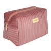 Benevolence LA Plush Velvet Large Makeup Bag for Travel | Cosmetic Pouch, Toiletry Organizer for Women, Large Capacity Bag for Accessories, Quilted Purse - Dusty Pink view 1