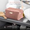 Benevolence LA Plush Velvet Large Makeup Bag for Travel | Cosmetic Pouch, Toiletry Organizer for Women, Large Capacity Bag for Accessories, Quilted Purse - Dusty Pink view 2