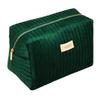 Benevolence LA Plush Velvet Large Makeup Bag for Travel | Cosmetic Pouch, Toiletry Organizer for Women, Large Capacity Bag for Accessories, Quilted Purse - Emerald Green view 1