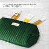 Benevolence LA Plush Velvet Large Makeup Bag for Travel | Cosmetic Pouch, Toiletry Organizer for Women, Large Capacity Bag for Accessories, Quilted Purse - Emerald Green view 4