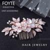 Foyte Crystal Bride Wedding Hair Comb Leaf Bridal Headpieces Rhinestone Flower Hair Pieces Pearl Bridesmaid Side Combs Hair Accessories for Women (pearl) view 2
