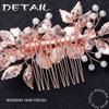 Foyte Crystal Bride Wedding Hair Comb Leaf Bridal Headpieces Rhinestone Flower Hair Pieces Pearl Bridesmaid Side Combs Hair Accessories for Women (pearl) view 3
