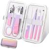 Aceoce Manicure Set Women Nail Clippers Professional Manicure Pedicure Kit Stainless Steel Nail Cutters Grooming Kit Personal Care Tools with Travel Case Gift for Women Gradual Purple view 1