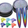 GA&EN Nail Glitter 2 Jars Holographic Nail Powder Fine Rainbow Holo Mermaid Unicorn Mirror Laser Effect Multi Chrome Manicure Pigment Glitter Dust + 6PCS Sponge Tools for Salon Home Nail Art DIY Decor view 1