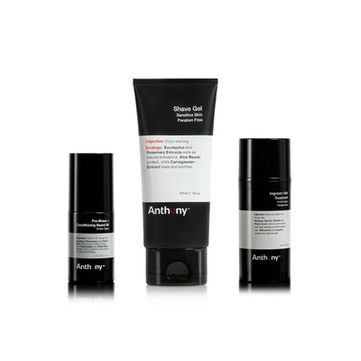 Anthony Shave Essentials Set, Pre-Shave and Conditioning Beard Oil, Shave Gel for Men with Sensitive Skin and Ingrown Hair Treatment for Men