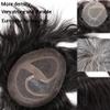Lishy Toupee for Men European Real Human Hair Replacement Systems Men Hairpieces Fino Mono Lace Center Thicker Skin PU Hair Piece for Man Wigs 8x10 Inches 1B Mixed 30% Grey White Hair view 2