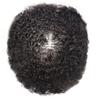 Afro Curl Toupee for Black Men Brazilian Human Remy Hair Replacement System Thin Skin PU Injected African American Mens Hairpieces Kinky Curly Mens Toupee (8MM AFRO WAVE, 1# JET BLACK) view 4