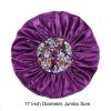 Silk Satin Bonnet Hair Cap: 2pcs 17inch Diameter Extra Large Jumbo Sleeping Satin Bonnets with Comfortable Flower Band - High Density Bonnets for Women Braids Curly Night Cap (Purple & Teal) view 4