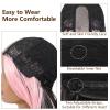 xccoco 28" Long Wavy Highlight Wigs Pink Skunk Stripe Wig Long Body Wave Synthetic Lace Wig Middle Part Black with Pink Highlights Wigs for Women view 2
