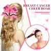 12 Cheer Ponytail Holders with Pink Ribbon Design - 7 Inch Large Elastic Hair Bows, Ties and Hair Bands for Women, 12 Styles - Breast Cancer Awareness Accessories view 4