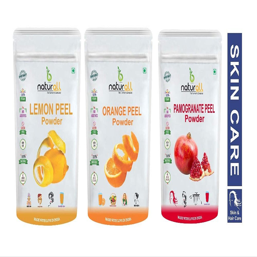 Veena Pack of 3 Orange Peel,Pomegranate Peel, Lemon Peel Powder For|(100 GM Each)= 300 GM (Super Sever Combo Pack) By B Naturall