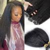 Microlink Micro Loop Human Hair Extension Kinky Straight Brazilian Remy Micro Beads Ring Stick I Tip Hair Coarse Italian Yaki 100g 100strands (12inch 100strands, #Natural Black) view 1