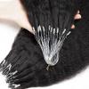 Microlink Micro Loop Human Hair Extension Kinky Straight Brazilian Remy Micro Beads Ring Stick I Tip Hair Coarse Italian Yaki 100g 100strands (12inch 100strands, #Natural Black) view 3