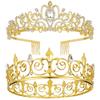 AOPRIE King & Queen Tear Drop Tiara and Crown for Women Men Crystal Hair Accessories for Wedding Prom Bridal Birthday Party Halloween Costume Christmas Gifts Gold Princess Tiara for Girls Boys view 1