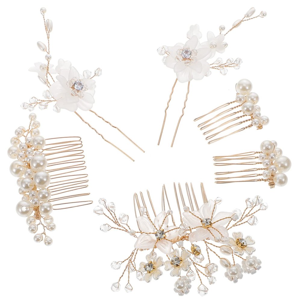 Lurrose 6pcs Elegant Flower Hair Combs Wedding Side Combs for Brides Vintage Hair Accessories for Special Occasions Unique Headpieces for Women