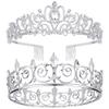 AOPRIE King & Queen Tear Drop Tiara and Crown for Women Men Crystal Hair Accessories for Wedding Prom Bridal Birthday Party Halloween Costume Christmas Gifts Silver Princess Tiara for Girls Boys view 1