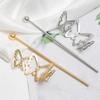 4Pcs Fashion Exquisite Hair Slide Hairpins Minimalist Metal Butterfly Hair Sticks Forks Hairpins Chignon Buns Holder Hair Jewelry Styling Accessories for Women Girls, Gold and Silver view 2