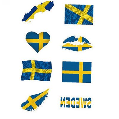 UIEHBCV Waterproof National Flag Stickers Face Body Stickers Unisex Temporary Tattoos Sweden