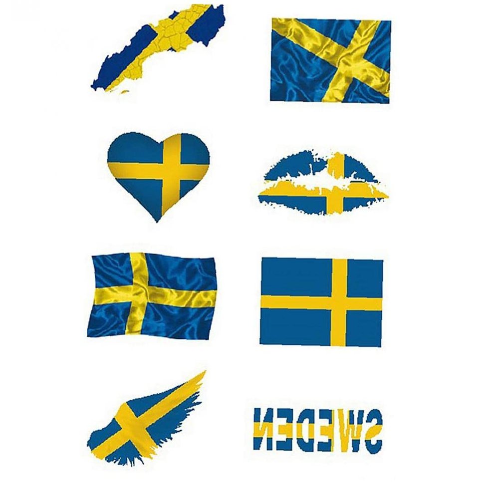 UIEHBCV Waterproof National Flag Stickers Face Body Stickers Unisex Temporary Tattoos Sweden