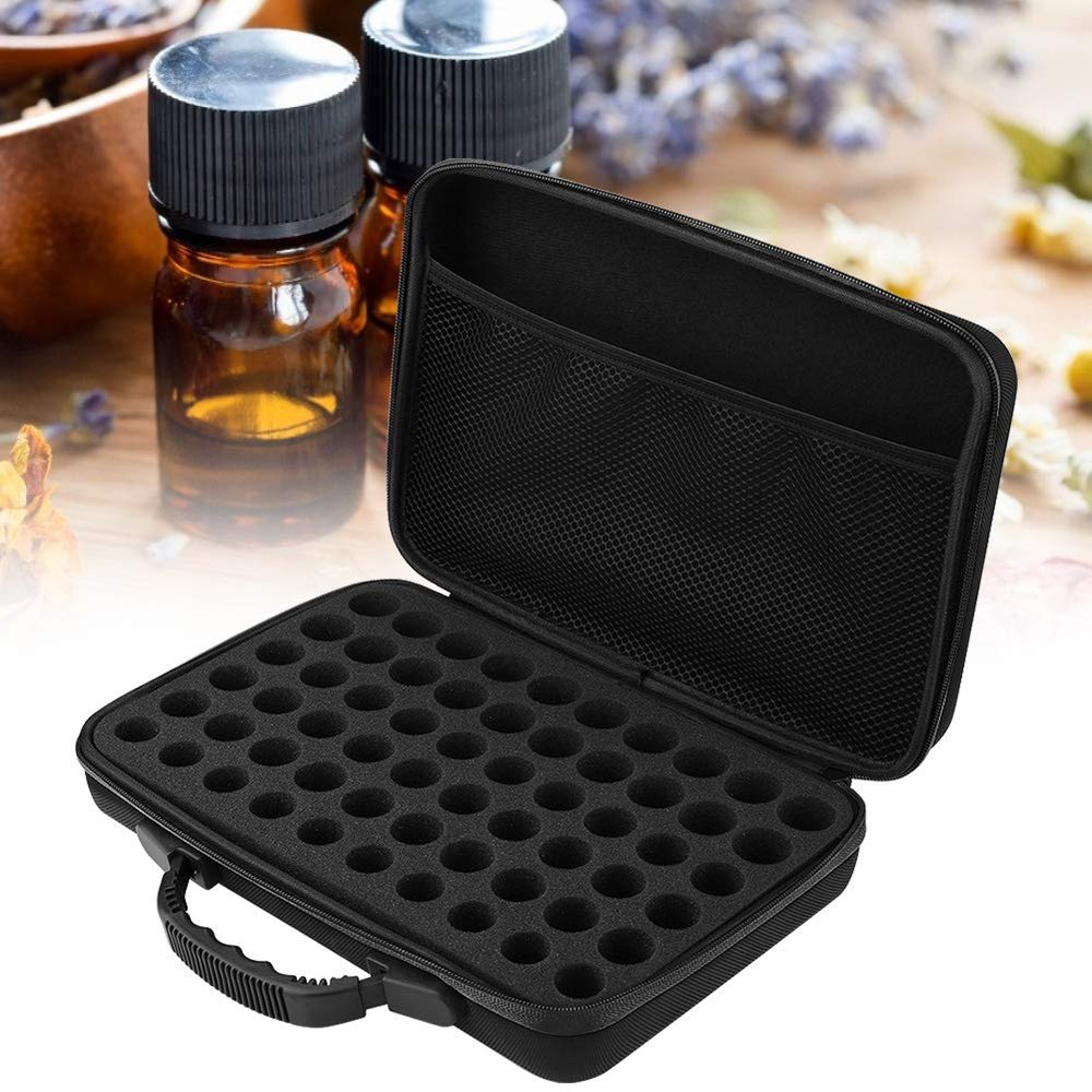 Essential Oils Carrying Case Hard Shell Case, 60 Bottles(Can Hold 5ml/10ml/10ml Bottle), 60 Grids Travel Size Essential Oils Bag Roller Bottles Storage Organizer for Home Travel Presentations