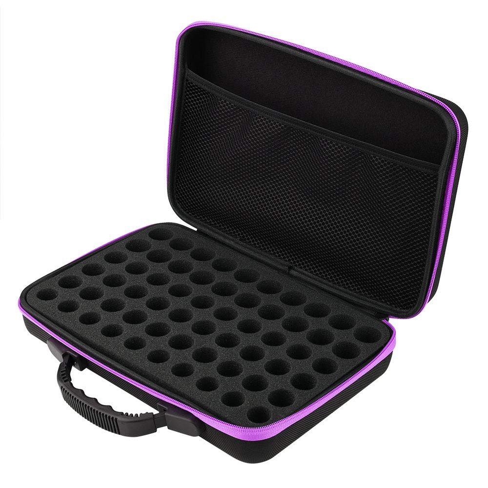 Essential Oils Carrying case for 60 Bottles 5ml 10ml 15ml,Essential Oils Storage, Hard Shell Shockproof & Durable, Perfect for Essential Oils Bottle with Foam Insert(Purple), Essential Oils Stora