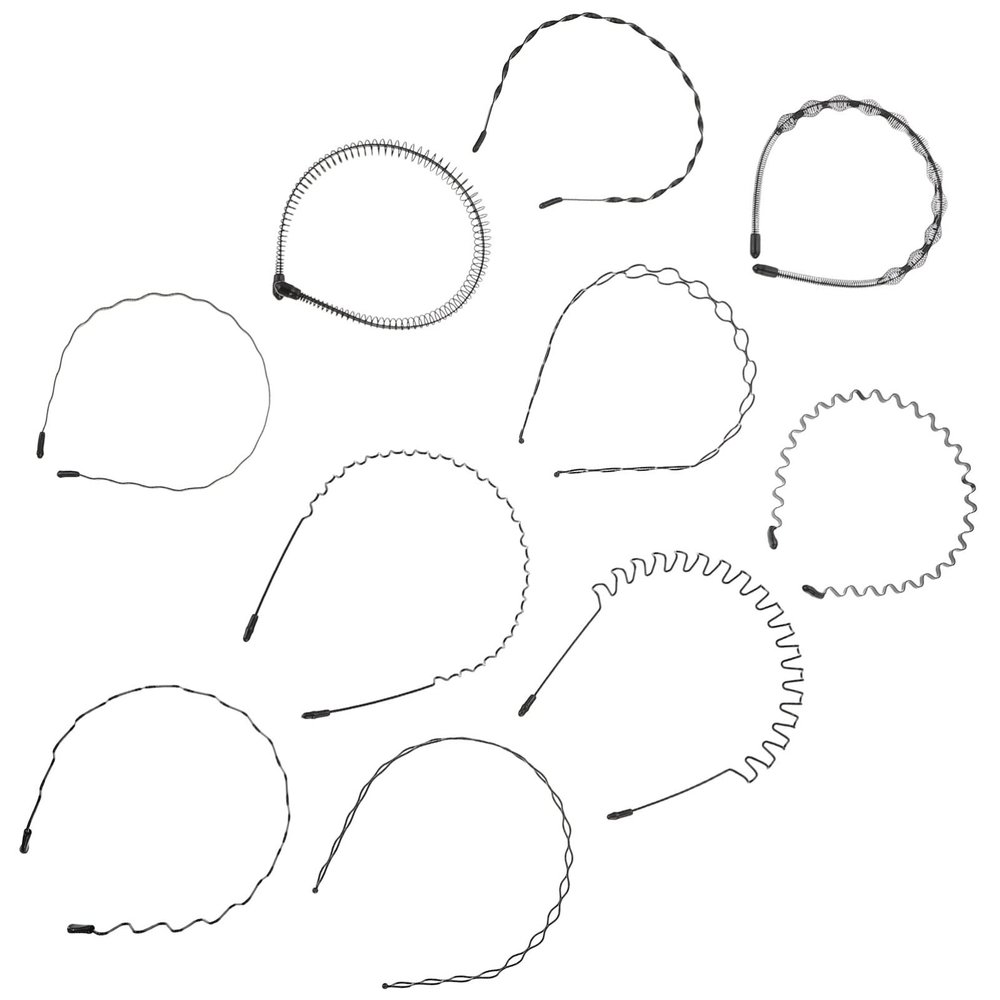 Beavorty 10pcs Men Metal Headbands Black Wavy Hairbands for Sports and Fashion Comfortable Non-slip Design for Workouts and Daily Use