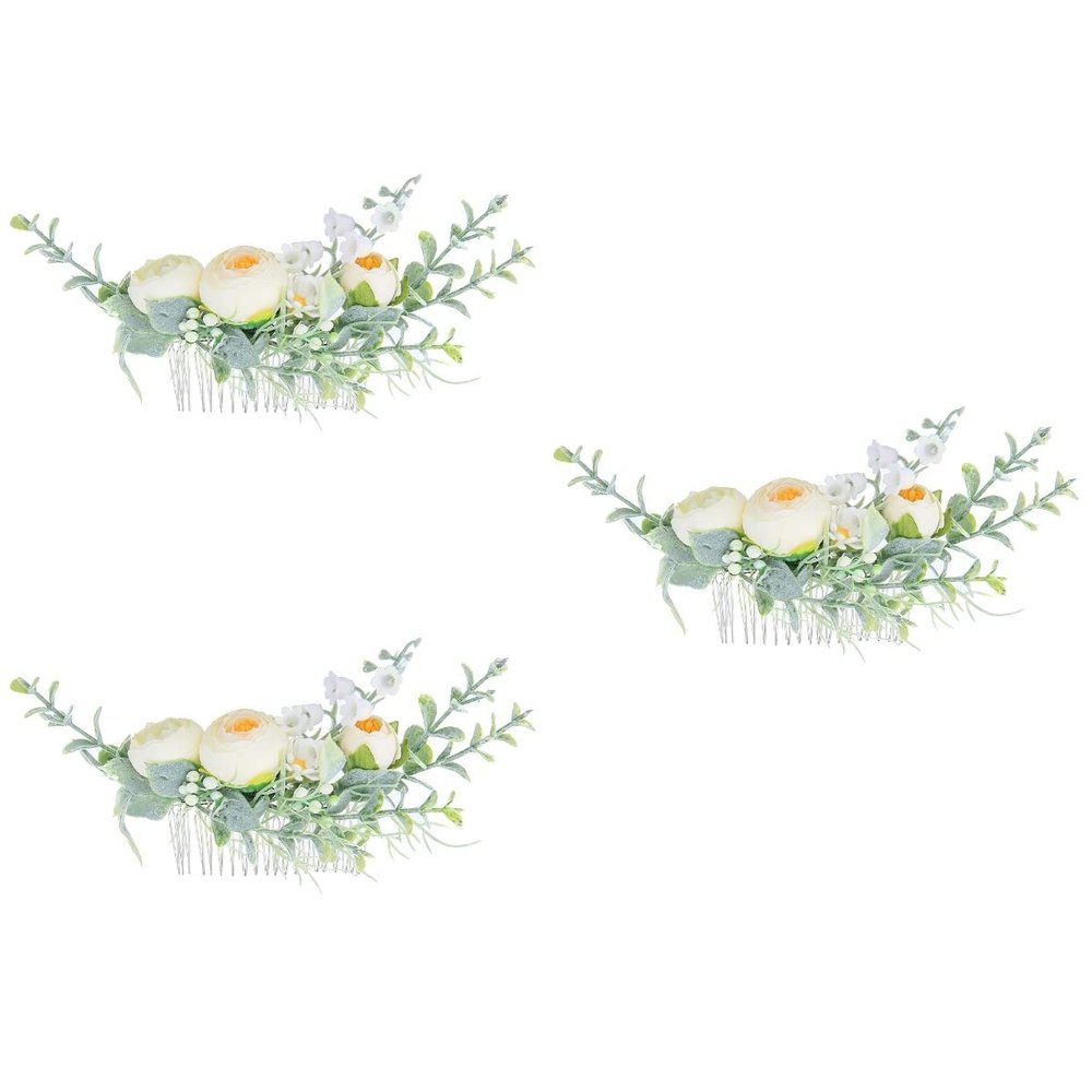 KALLORY 3pcs Bridal Hair Accessories Handmade Floral Hair Comb for Bridesmaids Flower Girls Versatile Wedding Headdress Delicate Design Random Two Patterns for Weddings and Special
