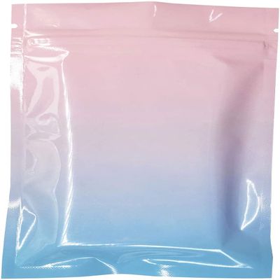 QQ Studio Pack of 100 Double-Sided Two-Tone Ombre Color Gradient Silver Foil Resealable Bags w/Tear Notches for Beauty Scrub Products (7" x 10", Ombre Pink)
