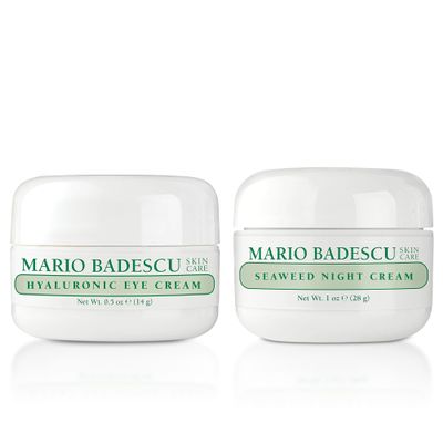 Mario Badescu Hyaluronic Eye Cream, 0.5 oz with Mario Badescu Seaweed Night Cream for Combination, Oily & Sensitive Skin| Oil-Free Moisturizer with
