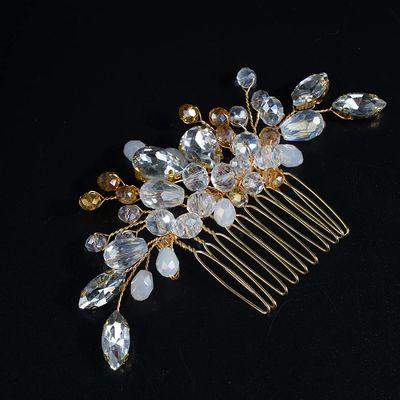 JWICOS Bride Wedding Hair Combs Crystal Bridal Headpieces Hair Accessories for Women and Girls (Gold)