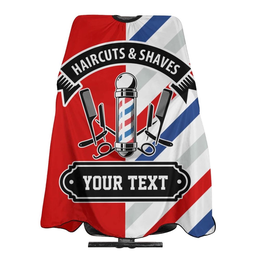 MLIANCEN Custom Barber Cape Hairdresser Cape, Add Your Photo Text Logo Personalized Barbershop Haircuts Shaves Salon Cape for Men, Customized Hair Cutting Cape for Home Salon Barbershop