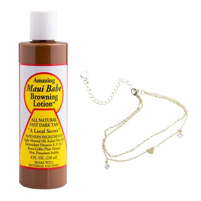 Maui Babe Browning Lotion 8 fl oz Tanning Lotion & Anklet Hawaiian Dark Tanning Formula for a Deep, Sun-Kissed Glow Moisturizing Outdoor Tanner for Smooth, Hydrated Skin