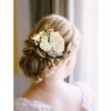 Cinaci 4 Pack White Pink Flower Metal Hair Side Combs Slides with Artificial Big Rose Wedding Bridal Clips Floral Headpieces Hairpins Barrettes Bun Hair Accessories for Women Flower Girl Bridesmaids view 4