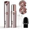 Facial Hair Removal for Women, Electric Painless Facial Hair Remover, Rechargeable Hair Removal Device for Face, Lip, Chin with 2 x Replacement Heads, Rose Gold view 1