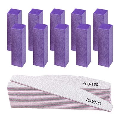 20PCS Nail File Buffer Set for Natural Nails,100 180 Grit Nail File,4 Sides 120 Grit Sanding Buffer Nail Block for Gel Acrylic Nails Professional Manicure Tool,Purple