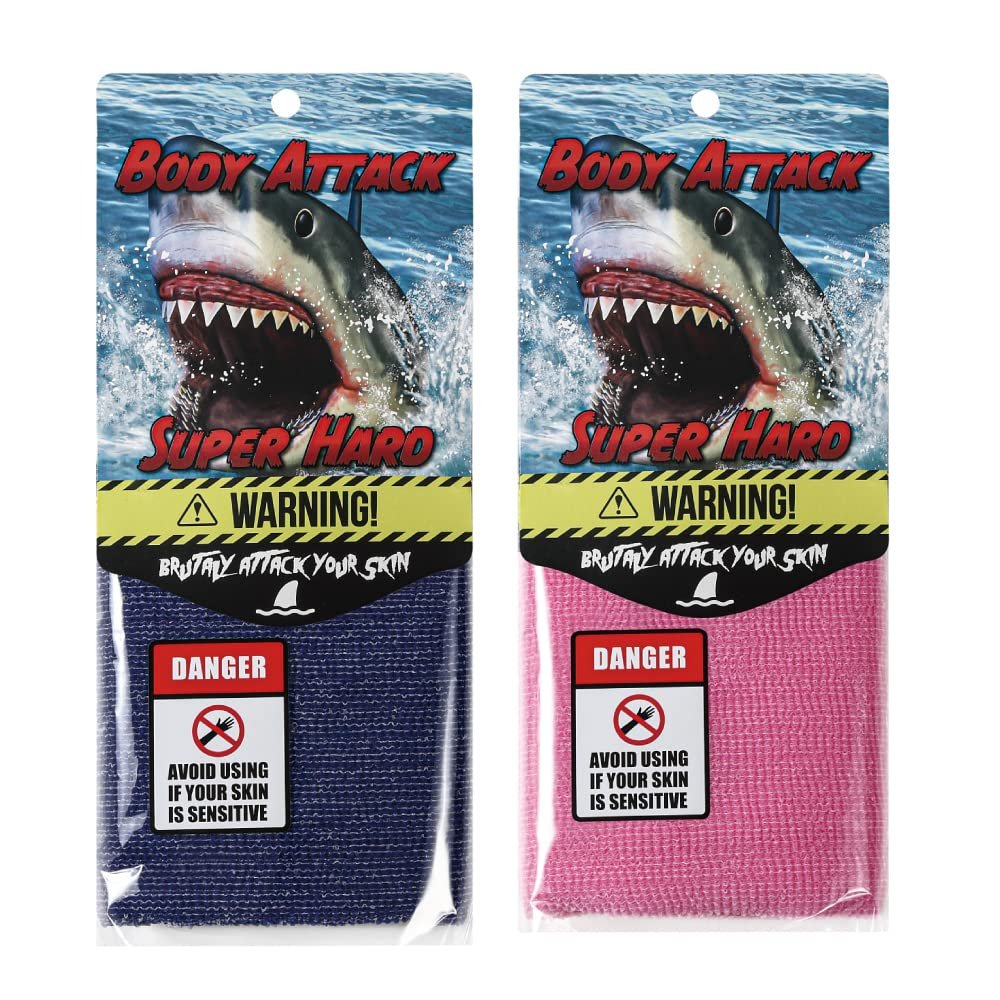 Extra Rough, Exfoliating Washcloth [Made in Japan] Exfoliating Towel Special Texture Makes Fluffy Foam Lather, Back Scrubber, Dead Skin Cell Remover [Loofah for Women and Men] (2pcs Set(Blue, Pink))