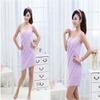 Microfiber Sexy Hot Bath Tub and Shower Cover Up Gym Towel Dress with Easy Wear on Strap for Women and Teen - Purple view 2