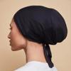 Belsen Satin Bonnet Silk Bonnet Sleep Cap Satin Lined Slouchy Beanie Night Sleeping Hat Adjustable for Curly Hair (Black) view 3