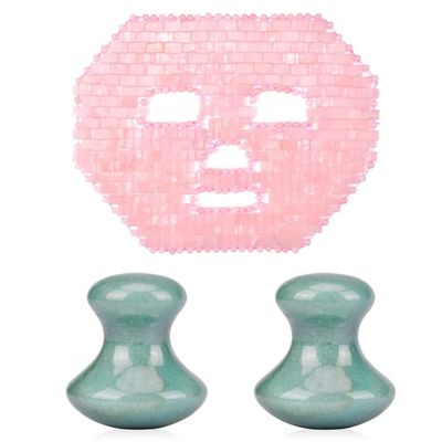 ideayard Mushroom Massage Tool & Jade Face Mask all Natural Crystal for SPA Massage