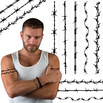 20 Pcs Barbed Wire Temporary Tattoos Barbed Fake Wire Tattoo Removable Black Arm Stickers for Men Women Kids Halloween Costume Supplies Totem Body Art