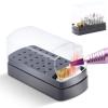 Large 2 in 1 Nail Drill Bits Holder with Nail Drill Bits Cleanser, 30 Holes Dustproof Drill Bits Stand Displayer Organizer Container Manicure Tools - Black view 1